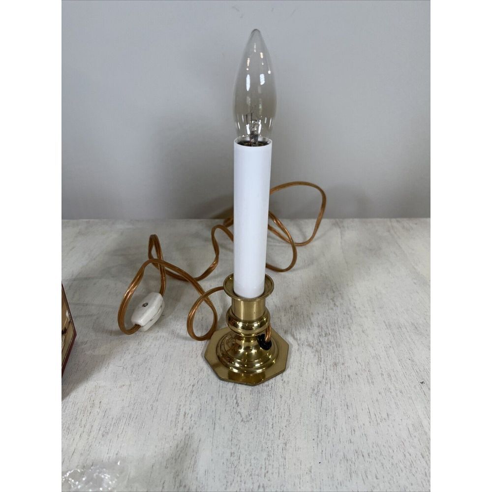 Solid Brass Vintage Electric Window Pane 9 Inch Candle Christmas or Decoration - Picture 6 of 9